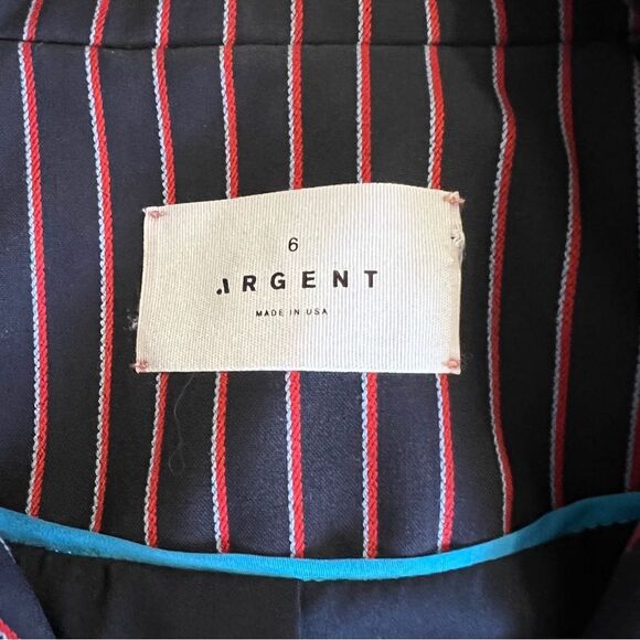 Argent Pinstripe Classic Single Breasted 2 Button Blazer Jacket Navy/Red Size 6 - Picture 7 of 10